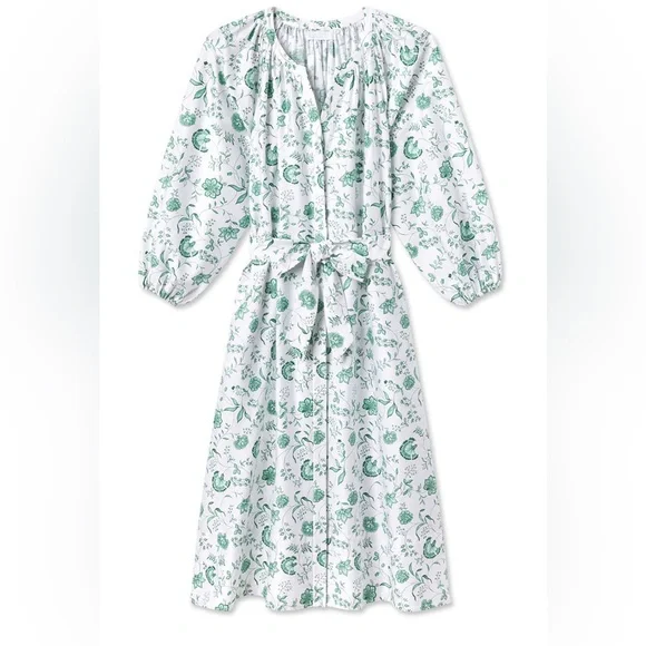 Lake Pajamas - Floral White Midi Dress - Picture 1 of 7